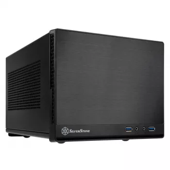 SilverStone SUGO 13 - Desktop - Mini-DTX - senza alimentatore (AT / PS/2) - nero - USB/Audio (SST-SG13B-Q)
