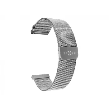 Cinturino in maglia metallica per orologio FIXED FIXMEST-22MM-SL — 22 mm, chiusura rapida, argento, acciaio inox