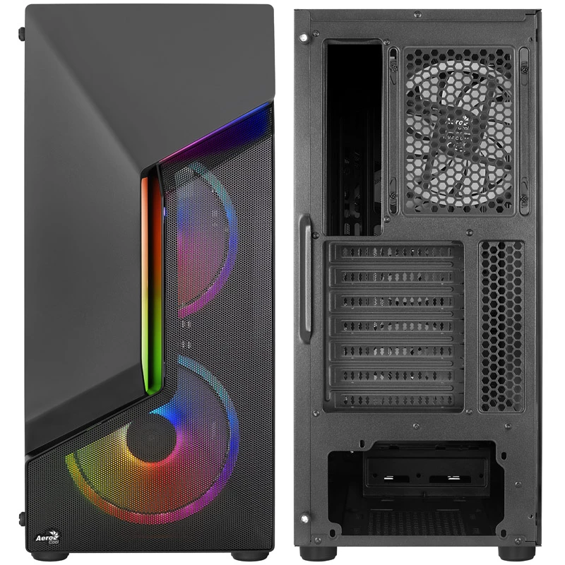 Aerocool Scape-G-BK-v2 Midi-Tower, Tempered Glass, FRGB - nero