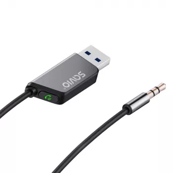 Savio TR-16 Trasmettitore adattatore AUX con funzione vivavoce, Bluetooth 5.3, Google Assistant/Siri