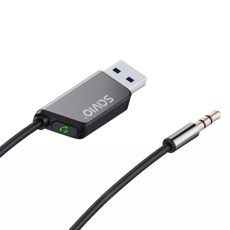 Savio TR-16 Trasmettitore adattatore AUX con funzione vivavoce, Bluetooth 5.3, Google Assistant/Siri