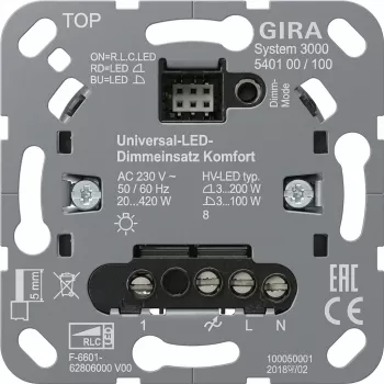 Modulo dimmer da parete Gira S3000 Uni-LED inserto dimmer comfort 540100 per illuminazione LED