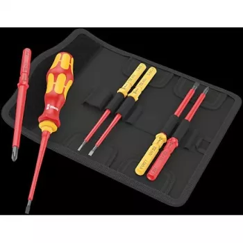 Wera 05006600001 Kraftform Kompakt VDE 7 Universal 1 Tool Finder set di cacciaviti, 7 pezzi, portapunte Kraftform 817 VDE + 6 punte intercambiabili VDE, IEC 60900, con borsa da cintura