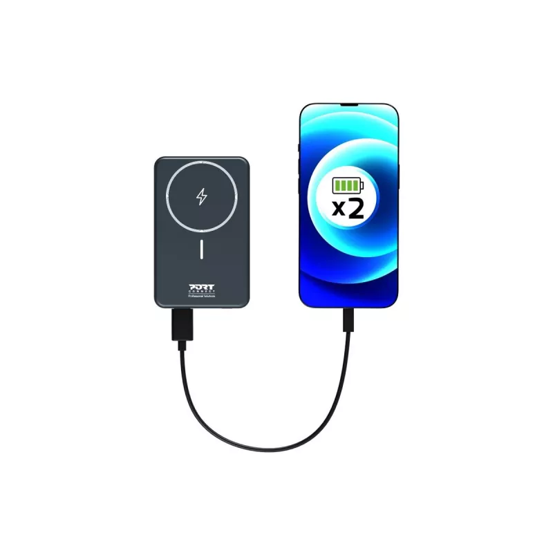 Powerbank Port Designs 907005 10000 mAh ricarica wireless nero