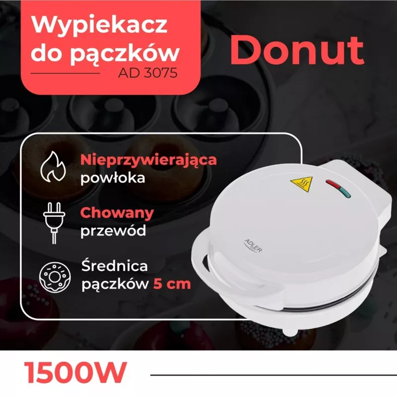 Adler Donut Maker | AD 3075 | Macchina per ciambelle | 1500 W