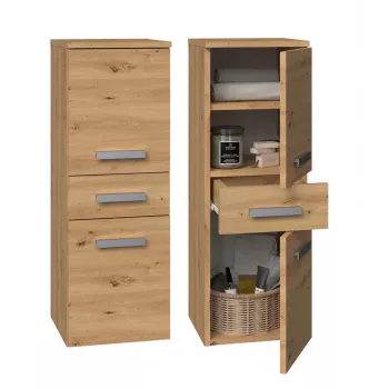 Mobile contenitore bagno Top e Shop NEL V DDS ARTISAN — a terra, struttura color rovere, 3 ripiani, 300×300×850 mm