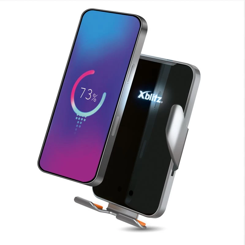 Xblitz FX4 Elegance Supporto auto automatico per telefono con ricarica wireless, montaggio sulla bocchetta dell'aria