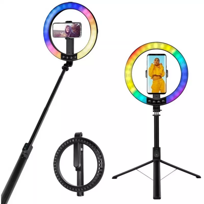 LogiLink Ring light per smartphone con treppiede selfie stick, DM 20cm (AA0156)