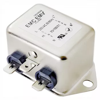 Filtro EMI monofase Akyga EN2090-3-F, 3 A, 120–250 V AC, 50/60 Hz, connettori 6,3 mm