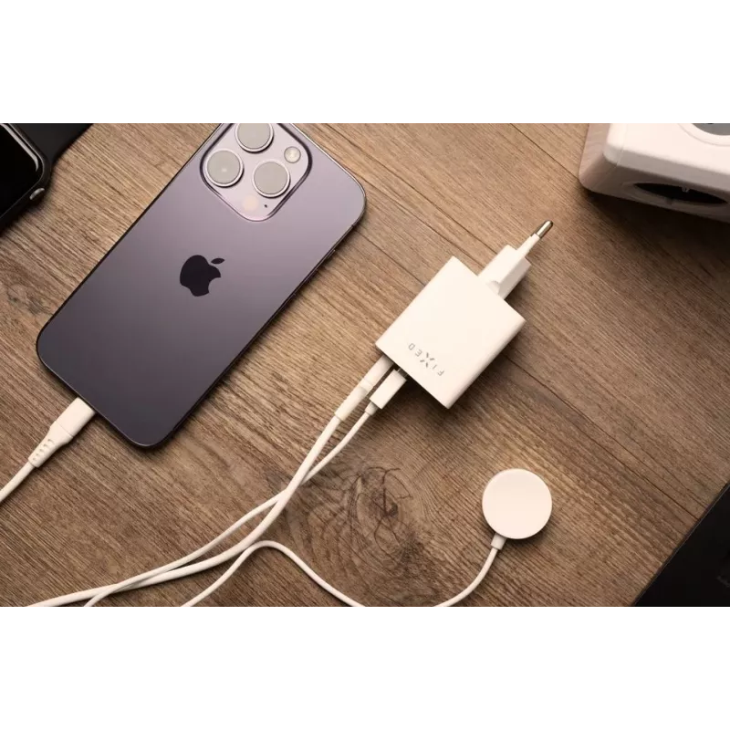 Caricabatterie da viaggio FIXED Fixed Mini USB-C/USB 45W — caricabatterie compatto a doppia porta con USB-C e USB-A