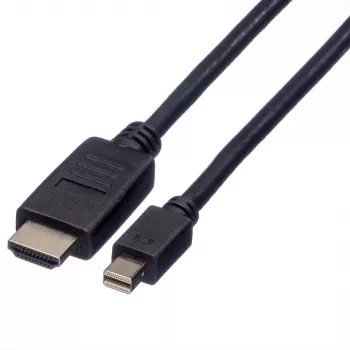 ROLINE - cavo video/audio - DisplayPort / HDMI - 32 AWG - Mini DisplayPort (M) - HDMI, 19 poli (M) - 1 m - schermato - nero (11.04.5790)