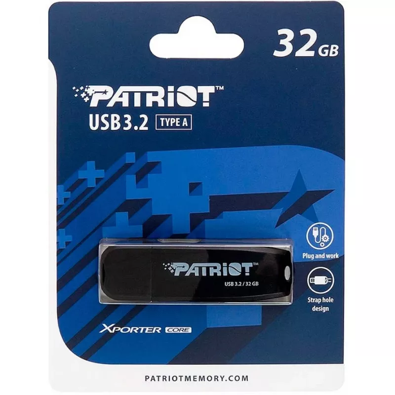 Chiavetta USB PATRIOT 32 GB USB Type-A 3.2 Gen 1 nero, 80 MB/s, portachiavi