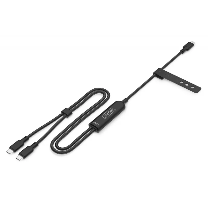 DIGITUS cavo di ricarica USB-C 2in1 140W, USB-C a 2×USB-C, 1,8 m, USB 2.0, nero