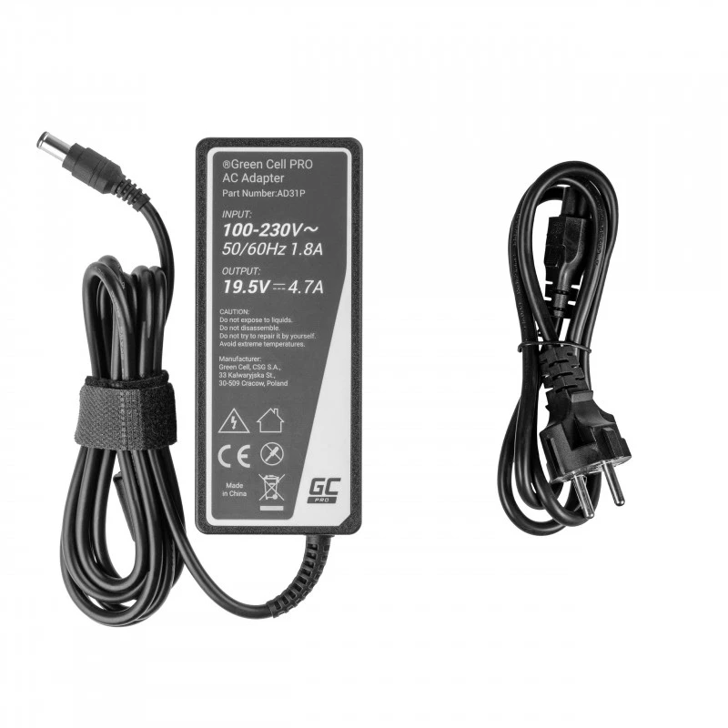 Alimentatore Green Cell AD31P 90W indoor AC-to-DC 19,5V 4,7A per laptop Sony, nero
