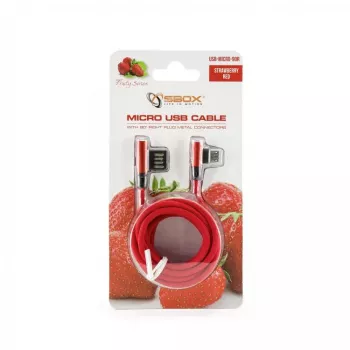 Sbox USB->Micro USB 90 M/M 1,5m USB-MICRO-90R rosso fragola