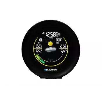 Stazione meteo BLAUPUNKT WS35BK APP – display LCD, temperatura e umidità, sveglia, calendario, connettività app, 94×94×27 mm
