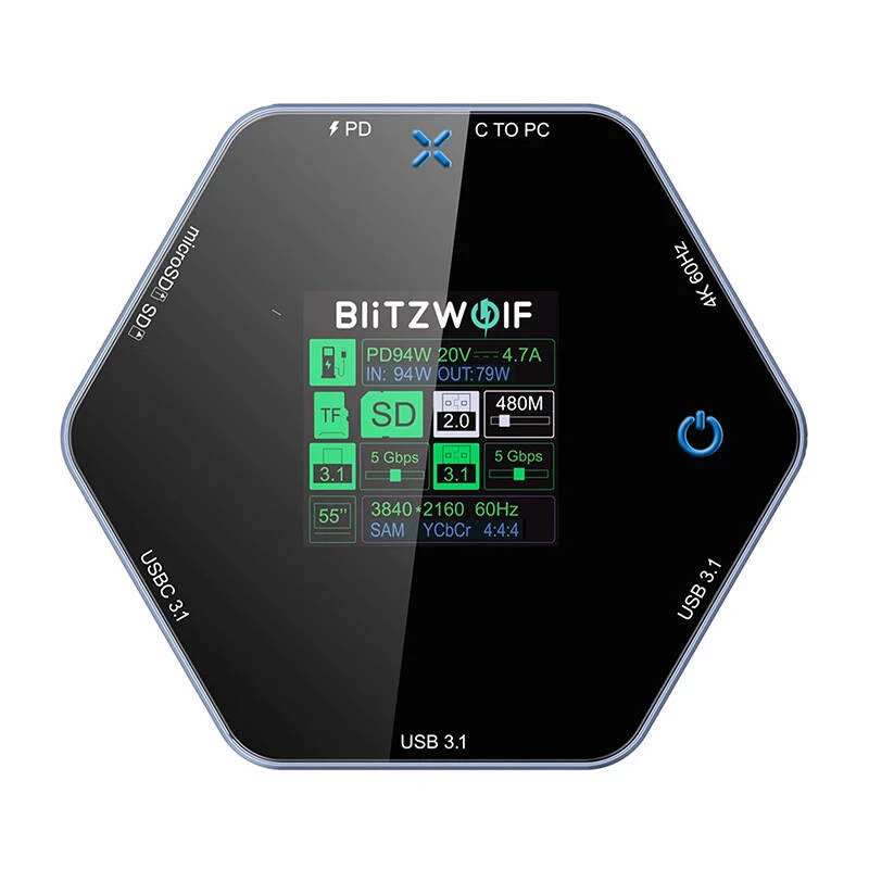Docking station BlitzWolf BW-TH16 8in1 USB 100W con display smart LCD