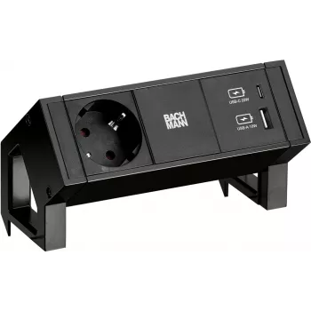 Bachmann DESK2 1x CEE7/3 caricabatterie USB A/C nero (902.9109)