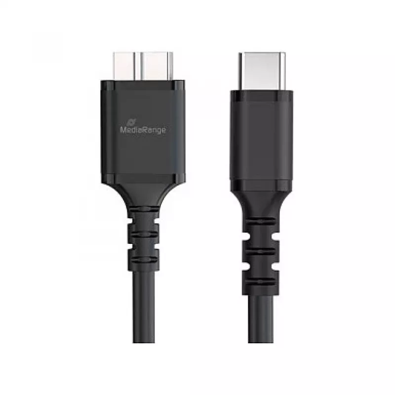 Cavo USB MediaRange MRCS257 0,5 m — Micro-USB B a USB-C, USB 3.2 Gen 1 (5 Gbit/s), nero