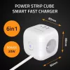 Power Cube QOLTEC 52547 ciabatta 3×prese AC, 2×USB-A, 1×USB-C PD 20W