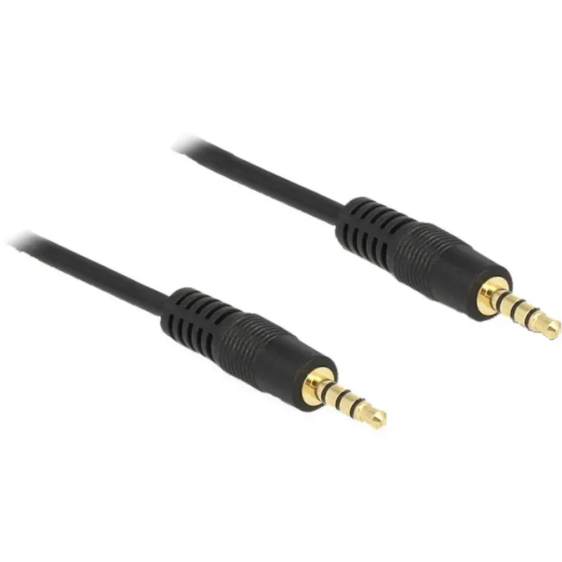DeLOCK - Cavo audio - 28 AWG - mini jack 3,5 mm, 4 poli (M) - mini jack 3,5 mm, 4 poli (M) - 5,0 m - schermato - nero (83438)