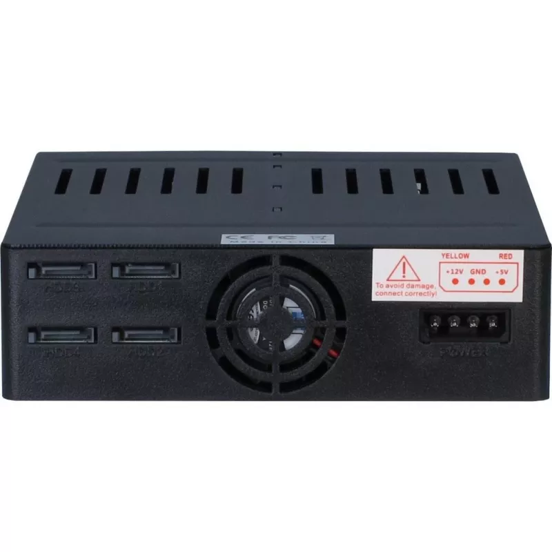 Inter-Tech X-3531 telaio estraibile HDD/SSD per 4x SATA da 2,5 pollici in 1x vano da 5,25 pollici, 6 Gbit/s, Hot Swap, ventola da 30 mm, nero
