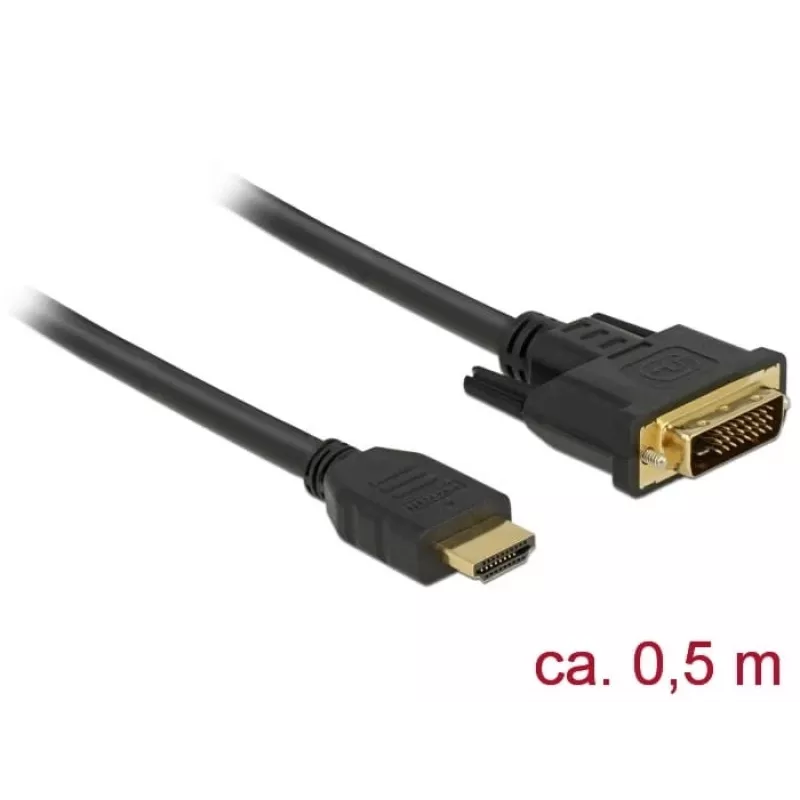 Adattatore cavo video DeLOCK 85651 0,5 m HDMI tipo A DVI nero