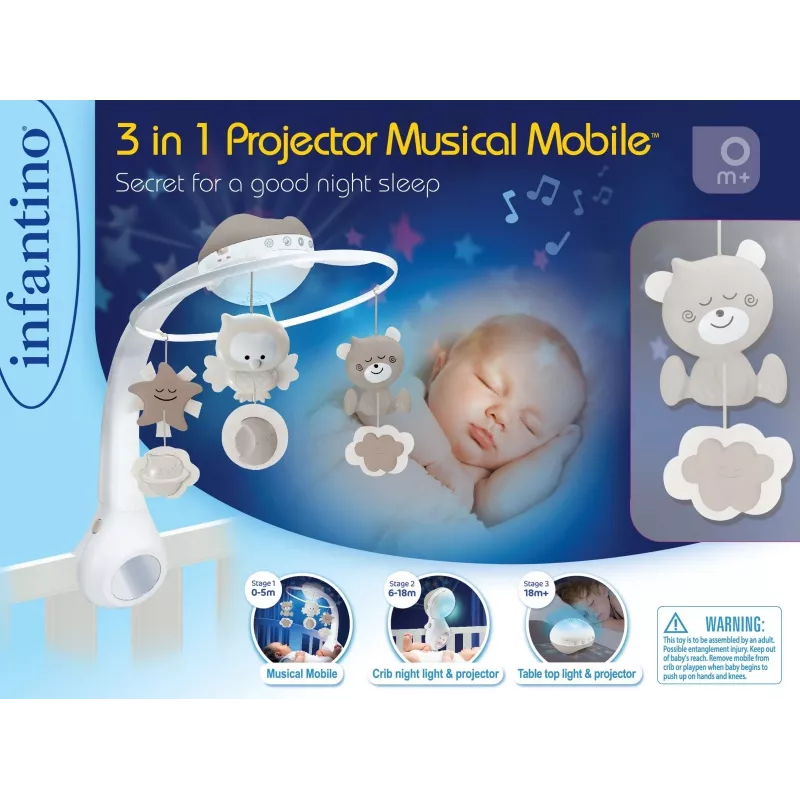 Proiettore musicale 3in1 carousel beige