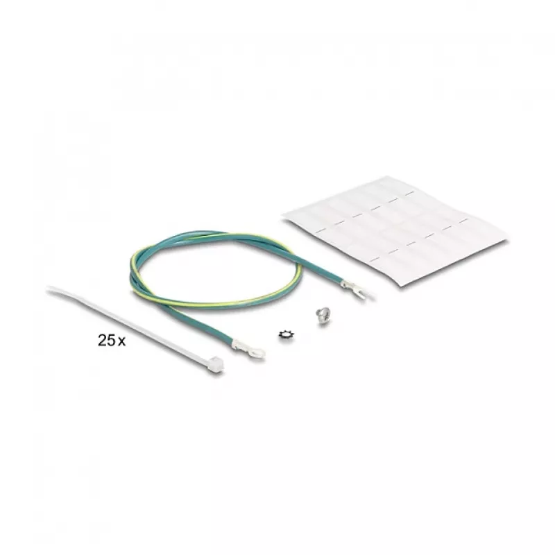 Patch panel Keystone DeLOCK 19 inch 24 porte angolato con scarico di trazione, 1U, nero, 482,6×125,5×44,2 mm