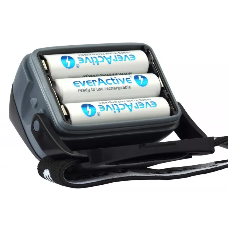 Lampada frontale everActive HL-150, torcia frontale, 150 lm, 3 W, IPX4, 3×AAA, nera