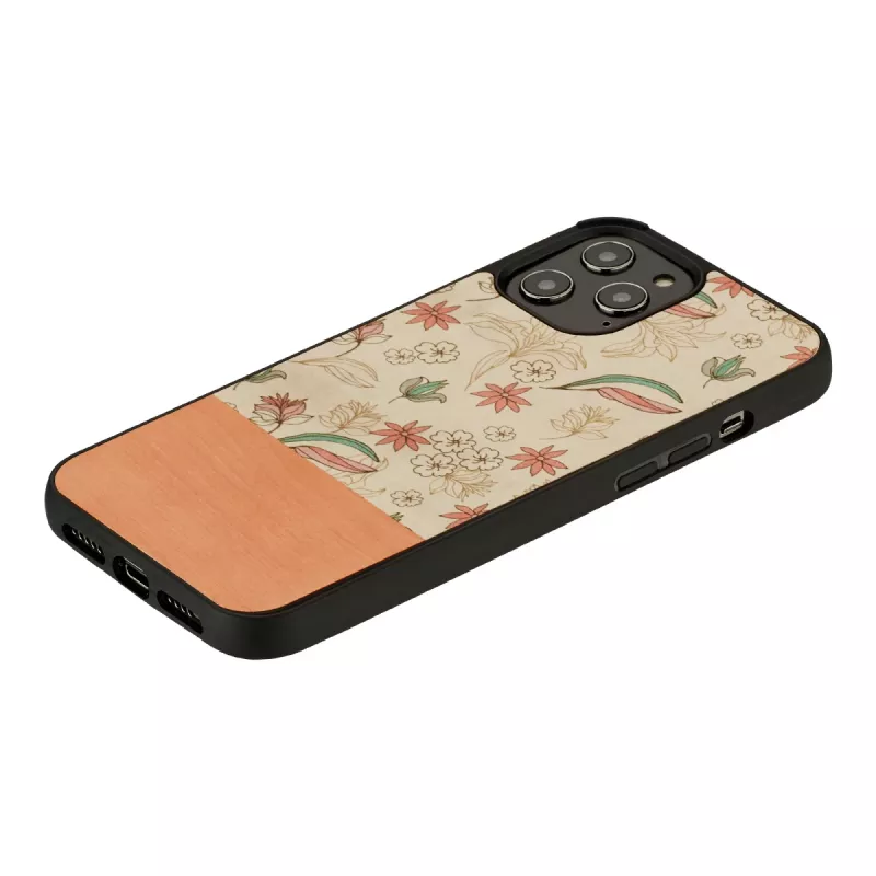 Custodia protettiva man and wood per iPhone 12 Pro Max – fiore rosa su nero