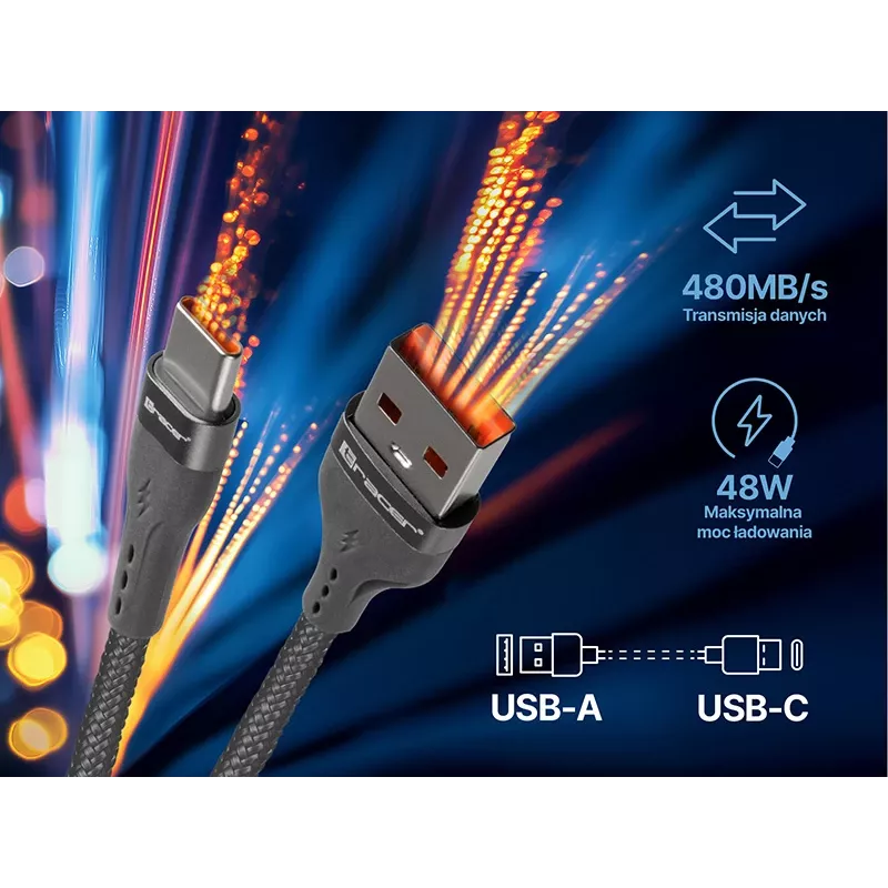 Tracer 47487 cavo USB A - Type C M/M 1m grigio