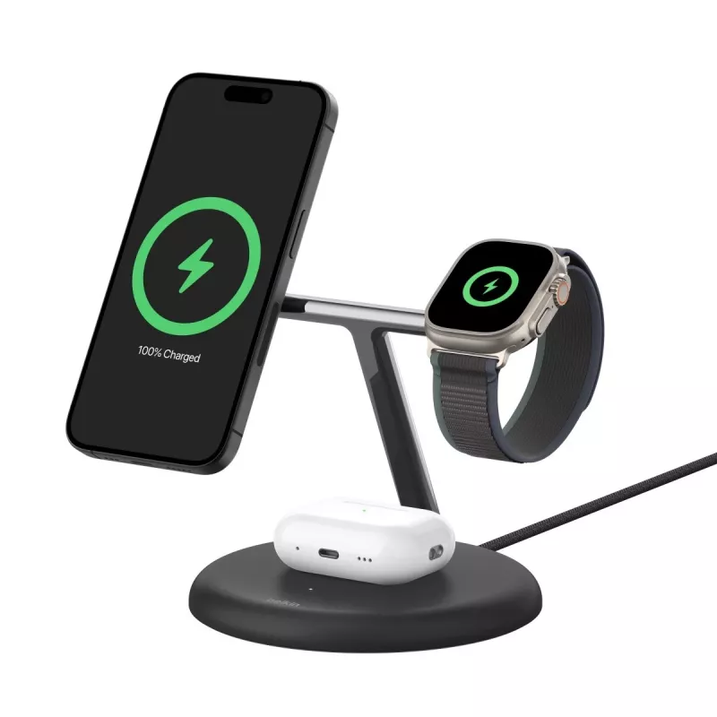 Caricabatterie Belkin WIZ023VFBK per interni USB wireless per cuffie smartphone smartwatch nero