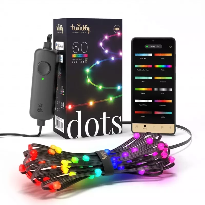 Twinkly Dots 60 RGB luci smart USB, 3 m, nero