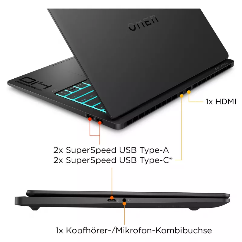 HP OMEN Transcend Laptop da gaming 14-fb1075ng 14 3K OLED U7-255H 32GB/1TB SSD RTX5060 Win11 - BV8C5EA - ABD (BV8C5EA#ABD)
