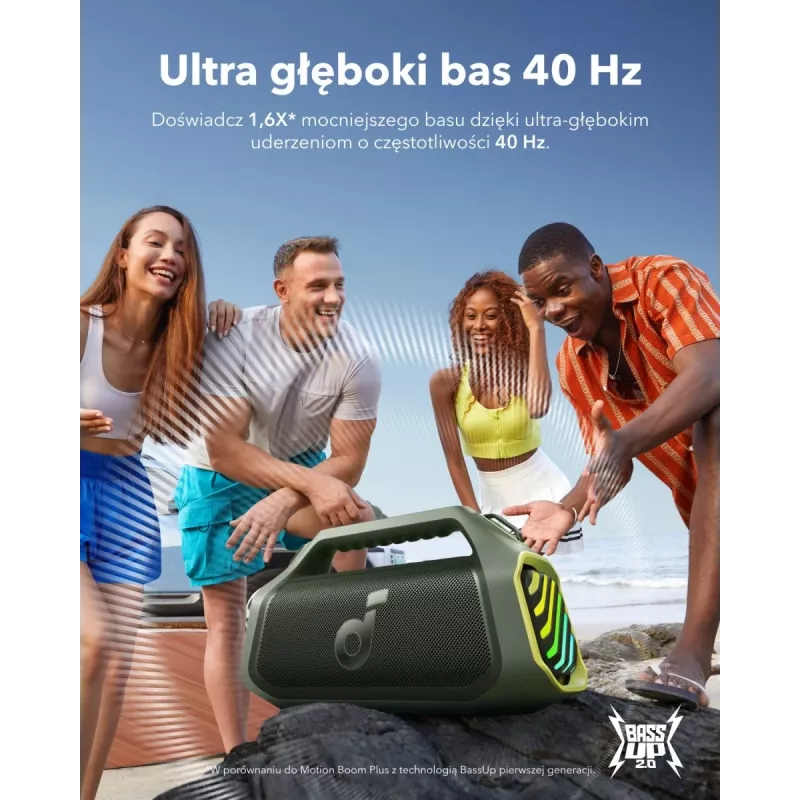 Boom 2 Plus | Potente altoparlante Bluetooth per esterni con bassi avventura verde