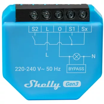 Controller di illuminazione Wi-Fi Shelly Shelly_1L_Gen3 — modulo a 1 canale senza neutro, 220–240 V, Wi-Fi/Bluetooth, 802.11 b/g/n