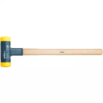 Mazzuolo antirimbalzo Wiha, testa semidura, nero/manico in legno, superficie battente 80 mm