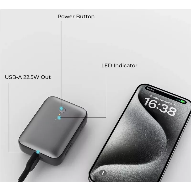 Powerbank AUKEY 157000 10000 mAh grigio