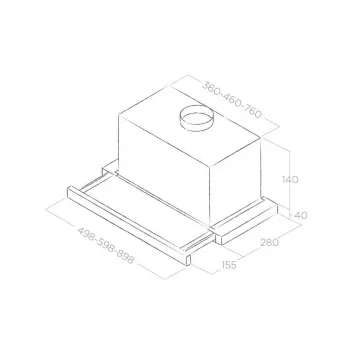 Cappa aspirante da incasso Elica Elite 14 LUX 60 BL — larghezza 598 mm, portata aspirazione 368 m³/h, filtro antigrasso in alluminio, LED, 62 dB