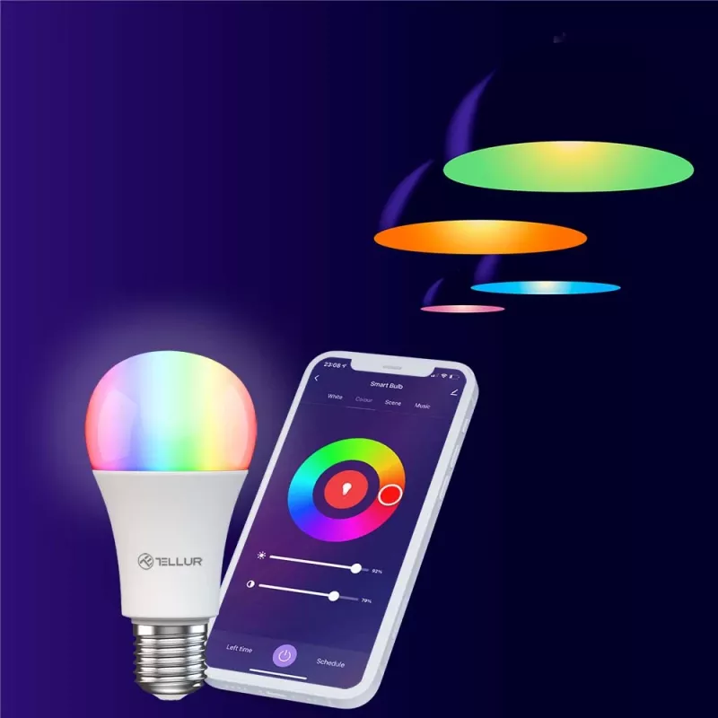 Lampada Smart WiFi Tellur TLL331341 9W RGB dimmer — LED Wi‑Fi RGB 9W, dimmerabile