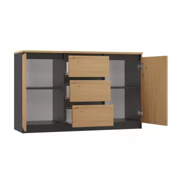 Cassettiera Topeshop 2D3S ANT/ART BA KPL — antracite e rovere, 3 cassetti, struttura in truciolare