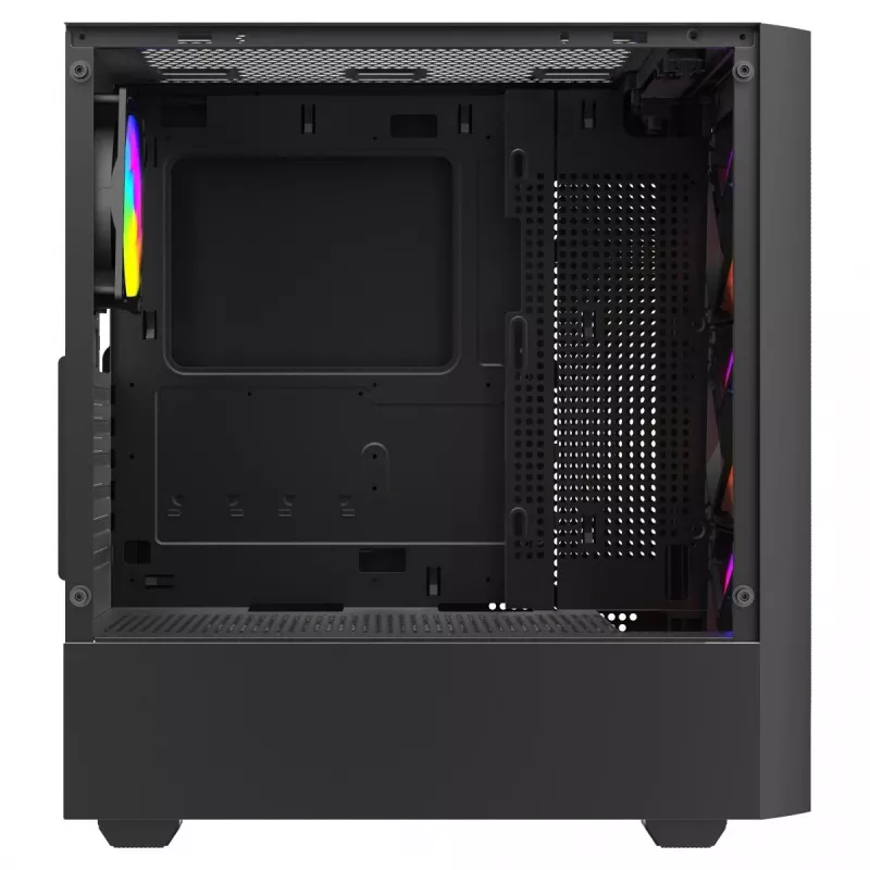 Case PC SAVIO Noctis Flow RGB — Cube, ATX/Mini-ITX, 3x ventole frontali da 120 mm, pannello laterale in vetro temperato, GPU max 35 cm