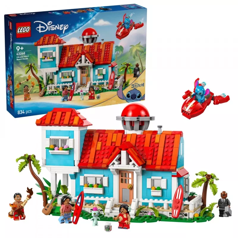LEGO Disney Set 43268 Casa sulla spiaggia – casa modulare da costruire, 834 pezzi, 5 minifigure, età 9+
