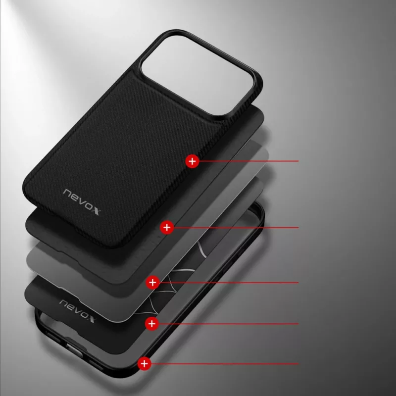 Nevox StyleShell NYLO 2528 Custodia per iPhone 17 Pro, nero