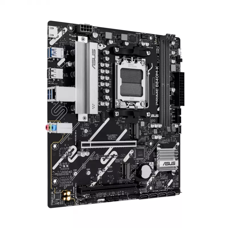 Scheda madre ASUS PRIME B840M-K — AMD B840, socket AM5, micro ATX, DDR5, 2 DIMM, 128 GB, 2.5 GbE, M.2, SATA III