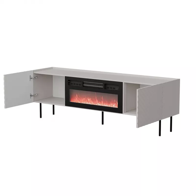 Mobile TV cama meble LUCCA 180x40x59 cm, piano cashmere, camino nero