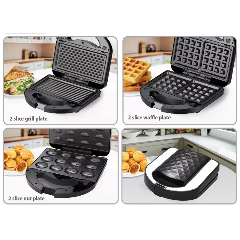 Tostiera sandwich maker Maestro MR-709 3in1 750W – pressa per sandwich, piastre grill e waffle, bianco