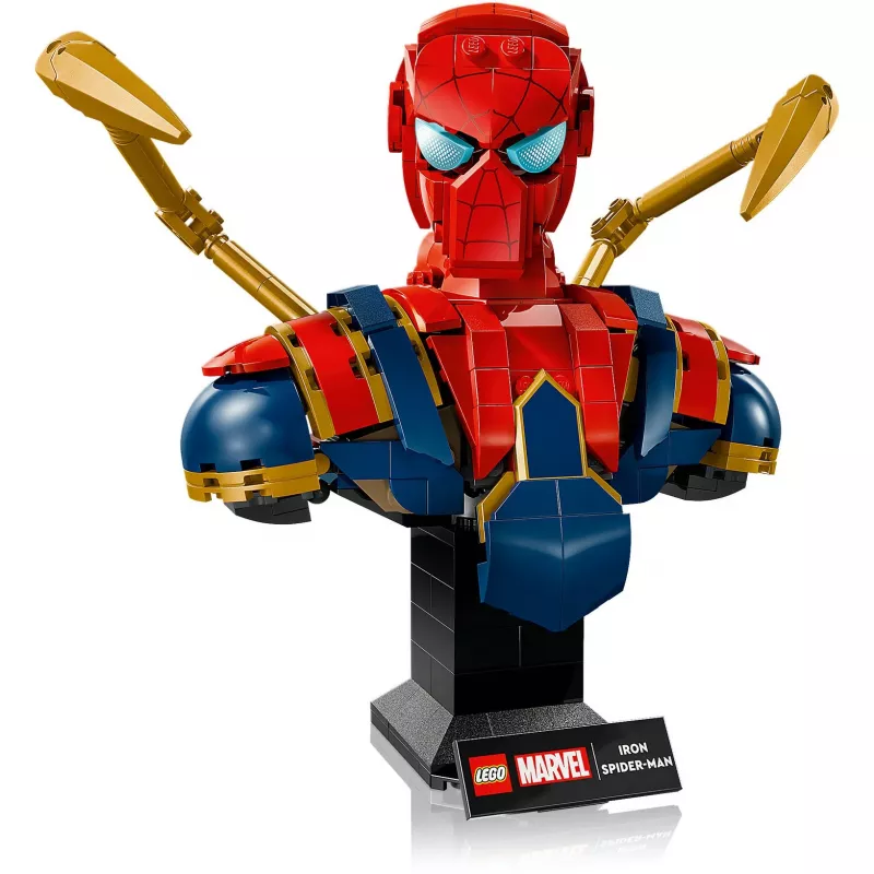 Busto da collezione LEGO Marvel Iron Spider-Man 76326, 379 pezzi, modello da esposizione 18+, 170×200×110 mm