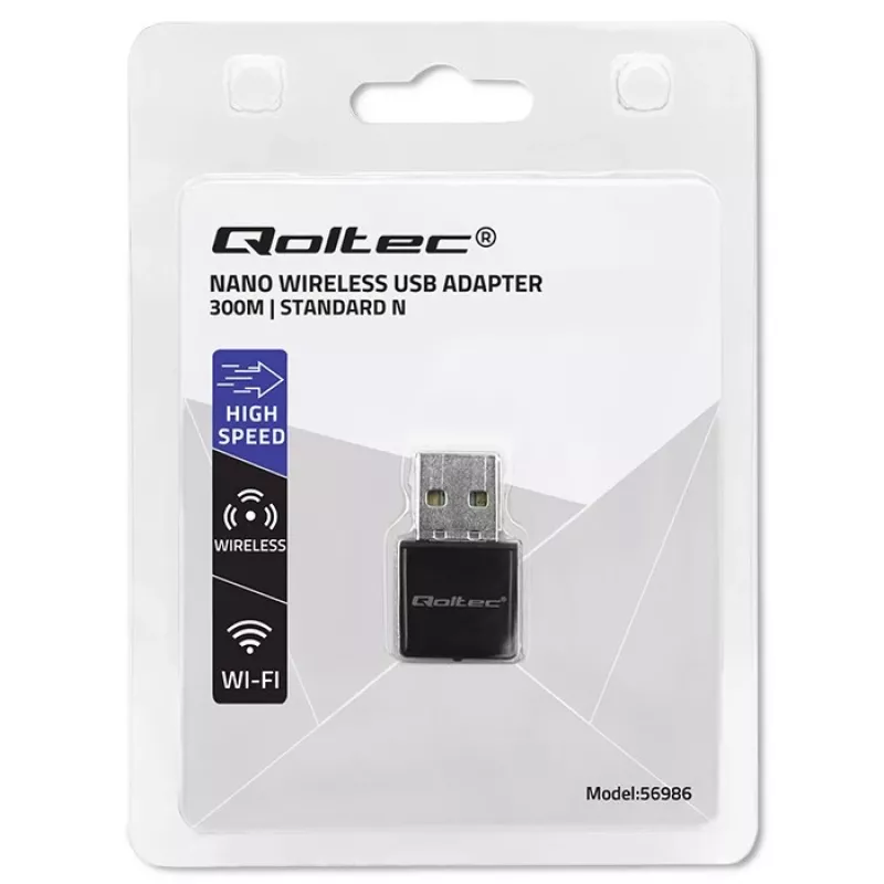 Adattatore USB Wi-Fi QOLTEC NANO 56986 — Mini-N, USB 2.0, 802.11n